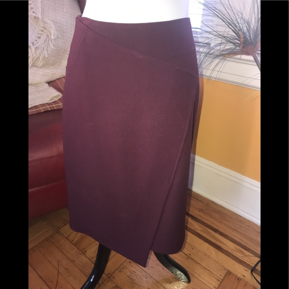 Tibi Burgundy asymmetrical pencil skirt